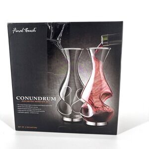 Final Touch Conundrum (Enigme) Glass Wine Aerator Two Decanter Set